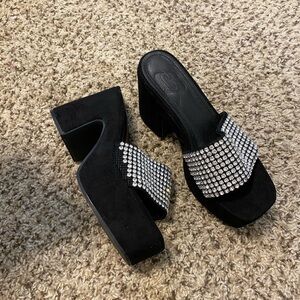 Open toe jeweled wedges